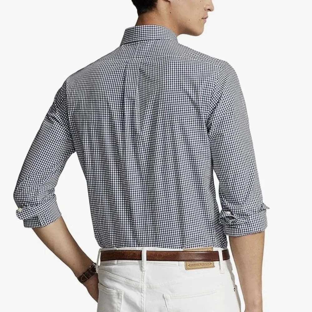 Polo Ralph Lauren Navy Blue Gingham Cotton Button Down‎ Shirt XXL